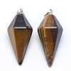 Natural Tiger Eye Pointed Pendants KK-E757-F-11P-1