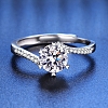 Rhodium Plated 925 Sterling Silver Micro Pave Cubic Zirconia Adjustable Rings AJEW-U007-11P-2