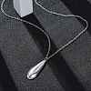 304 Stainless Steel Teardrop Pendant Cable Chain Necklaces for Women NJEW-A038-01P-3