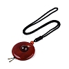 Adjustable Natural Agate Flat Round Pendant Necklaces NJEW-Q350-01B-2