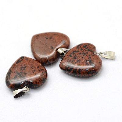Heart Natural Mahogany Obsidian Pendants X-G-Q438-02-1