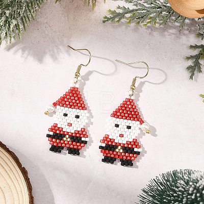 Christmas Glass Dangle Earrings EJEW-MZ00804-1