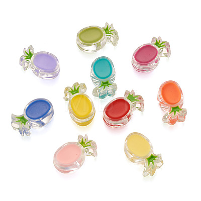 Craftdady 100Pcs 10 Colors Transparent Enamel Acrylic Beads TACR-CD0001-09-1