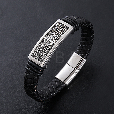 Punk Braided PU Leather Cord Bracelets NY2607-1-1
