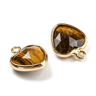 Natural Tiger Eye Faceted Heart Charms G-Q006-07G-08-1