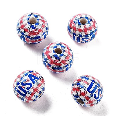 Independence Day Theme Wood European Beads WOOD-M011-07E-1