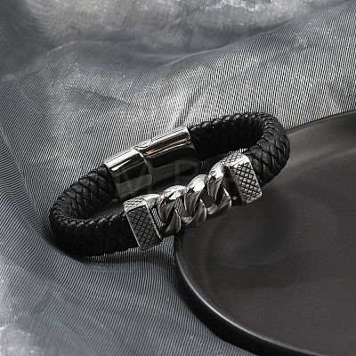 1Pc Braided Leather Cord Bracelets for Men BJEW-DJ0001-13-1