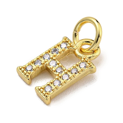 Initial Letter Brass with Cubic Zirconia Charms KK-Q814-26H-G-1