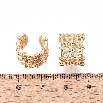 Brass Micro Pave Clear Cubic Zirconia Cuff Earrings EJEW-T047-83G-1
