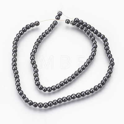 Electroplate Non-Magnetic Synthetic Hematite Beads Strands G-F585-C-4mm-1