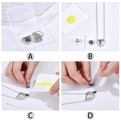 1Pc 304 Stainless Steel Heart Pendant Urn Ashes Necklaces NJEW-CN0001-19EBP-1
