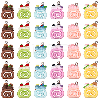 36Pcs 6 Colors Opaque Resin Pendants RESI-SC0006-65-1