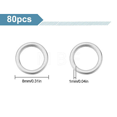 BENECREAT 80Pcs 304 Stainless Steel Linking Rings STAS-BC0003-63-1