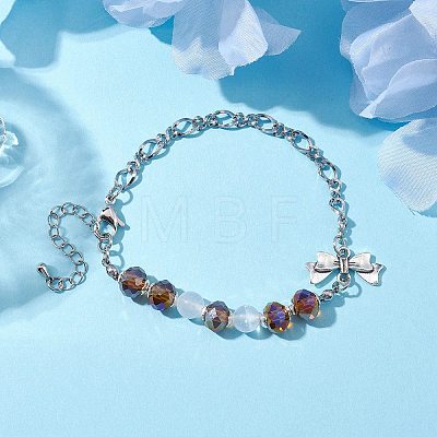 Faceted Rondelle Glass Link Bracelets AJEW-JB01220-1