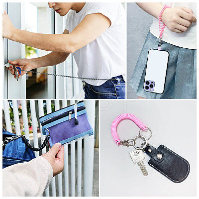 6Pcs Plastic Spiral Retractable Spring Coil Keychains KEYC-TA0004-83-1