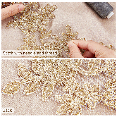 8Pcs 2 Colors Polyester Computerized Embroidered Cloth Appliques FIND-NB0003-60-1