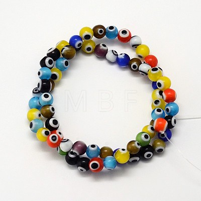 Handmade Evil Eye Lampwork Round Bead Strands LAMP-L055-4mm-12-1