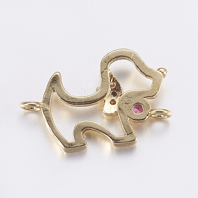Brass Micro Pave Cubic Zirconia Puppy Links connectors LS-ZIRC-G125-02A-G-1