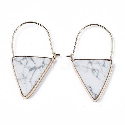 Synthetic Howlite Triangle Dangle Hoop Earrings G-S359-363J-1