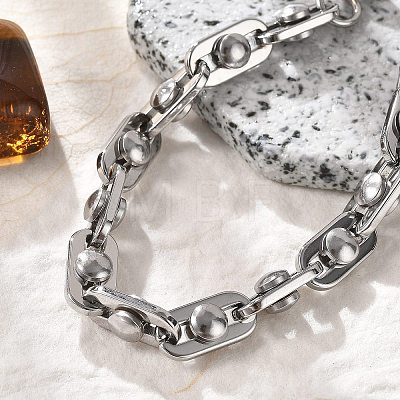 304 Stainless Steel Oval Link Chain Bracelets for Women Men BJEW-F488-29P-1