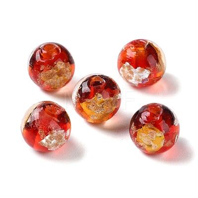 Handmade Gold & Silver Foil Lampwork Beads GLAA-G107-07B-11-1