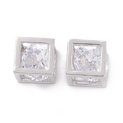 Hollow Brass Clear Cubic Zirconia Charms KK-E068-VC474-1