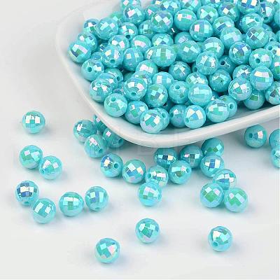 Faceted Colorful Eco-Friendly Poly Styrene Acrylic Round Beads SACR-K001-6mm-62-1