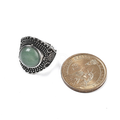 Natural Green Aventurine Adjustable Rings RJEW-I108-03AS-05-1