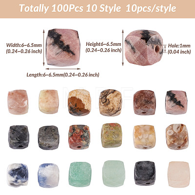 Fashewelry 100Pcs 10 Style Natural Gemstone Beads G-FW0001-20-1