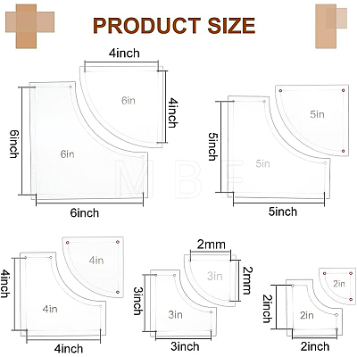 2~6 Inch Transparent Acrylic Quilting Templates DIY-WH0381-001-1
