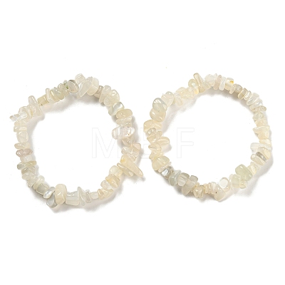 Natural White Moonstone Chip Beaded Stretch Bracelet LS-G-H294-01B-05-1