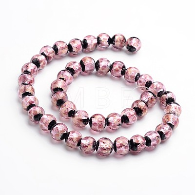 Glow in the Dark Luminous Style Handmade Silver Foil Glass Round Beads X-FOIL-I006-8mm-04-1