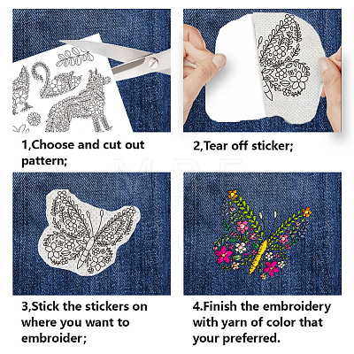 4 Sheets 11.6x8.2 Inch Stick and Stitch Embroidery Patterns DIY-WH0455-174-1