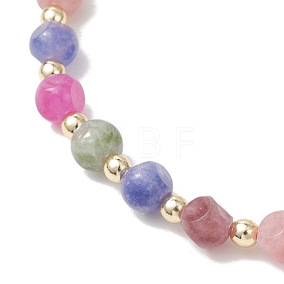 Natural Colorful Tourmaline Dice Beaded Lariat Necklaces NJEW-JN05912-1