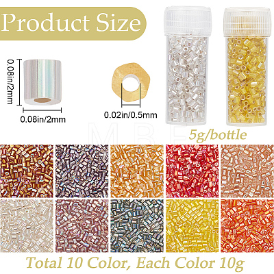 SUNNYCLUE 100G 10 Colors 11/0 Two Cut Round Hole Glass Seed Beads SEED-SC0001-25B-1