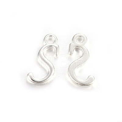 Silver Color Plated Alloy Letter Pendants X-PALLOY-J718-01S-S-1