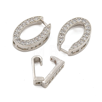 Rack Plating Oval Brass Micro Pave Clear Cubic Zirconia Fold Over Clasps KK-F876-04P-1