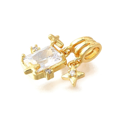 Brass Micro Pave Cubic Zirconia Pendants KK-V008-28G-1