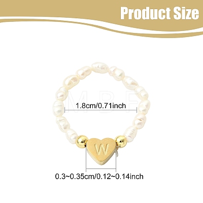 Natural Freshwater Pearl & 304 Stainless Steel Bead Finger Rings RJEW-FS00001-23-1
