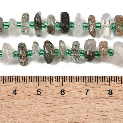Natural Green Lodolite Quartz/Garden Quartz/Green Phantom Quartz Beads Strands GG-CBA3A44-B10-01-1