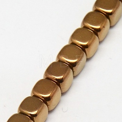 Electroplate Non-magnetic Synthetic Hematite Beads Strands G-J172-3x3mm-05-1