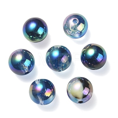 UV Plating Rainbow Iridescent Acrylic Beads PACR-E001-03D-1