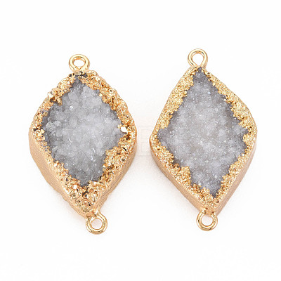 Natural Druzy Agate Connector Charms G-N326-117-1