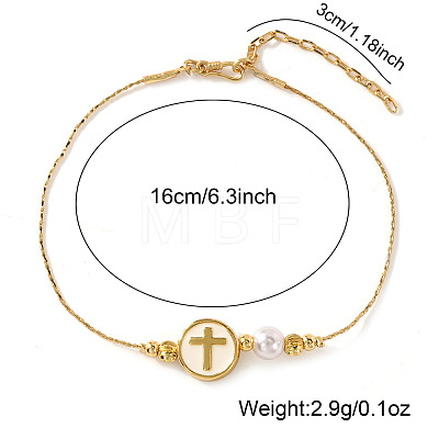 Brass & Imitation Pearl Round Beaded Bracelets RK2391-1-1