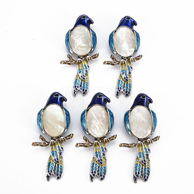 Natural White Shell Eagle Brooch with Enamel PALLOY-Q438-010B-RS-1