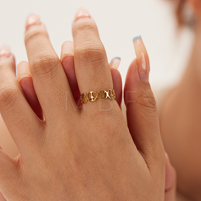304 Stainless Steel Hollow Peace Sign Open Cuff Rings YB1218-1