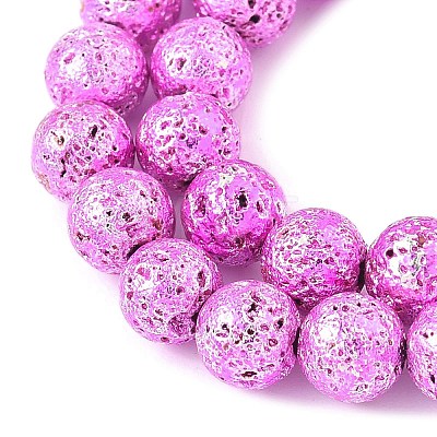 Electroplated Natural Lava Rock Beads Strands G-A263-A02-01-1