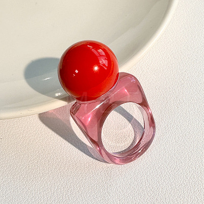 Resin Round Bead Finger Rings FS-WG38F74-04-1