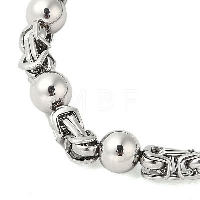 Round 304 Stainless Steel Byzantine Chain Bracelets for Men BJEW-B093-06P-1