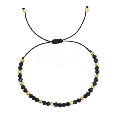 Glass & Brass Round Beads Braided Bead Bracelets LS-RD6595-1-1